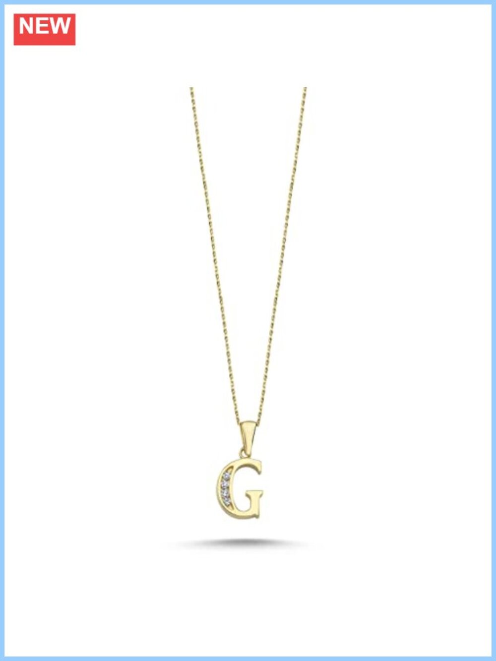 14k Real Gold Dainty Pendant Necklace Women Zirconia Initial Charm 18